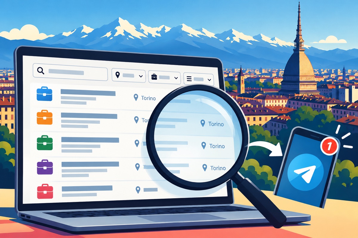 Annunci Lavoro Piemonte: elenco di annunci di lavoro a Torino con notifiche Telegram